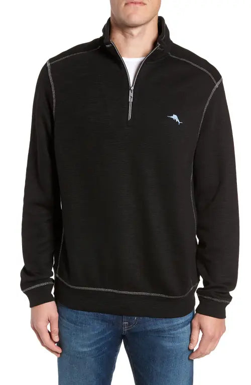 Tommy Bahama Tobago Bay Half Zip Pullover in Black