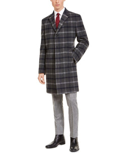 Tommy Hilfiger Modern-fit Performance Stretch Flex Plaid Addison Overcoat Grey Plaid thumbnail 1