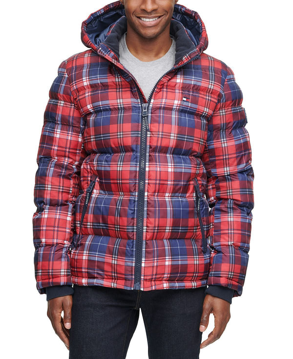 Tommy Hilfiger Quilted Puffer Jacket Pink Plaid