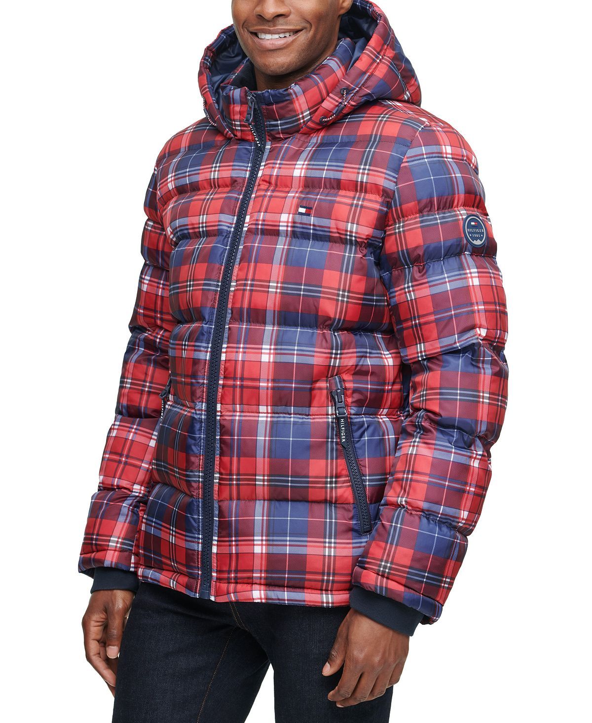 Tommy Hilfiger Quilted Puffer Jacket Pink Plaid