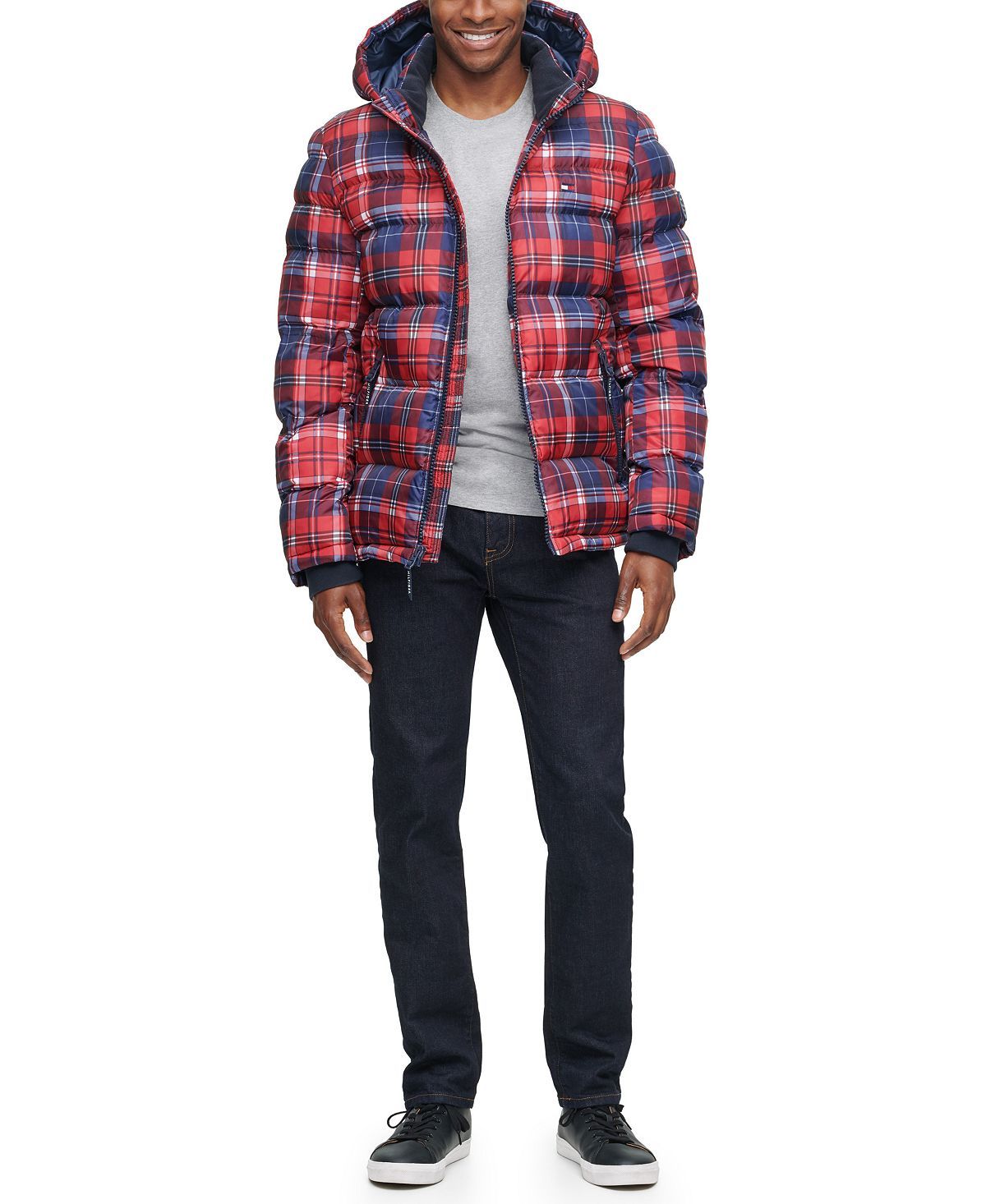 Tommy Hilfiger Quilted Puffer Jacket Pink Plaid