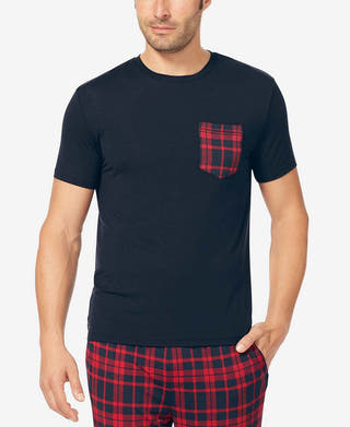 Tommy John Second Skin Plaid Pocket Pajama T-shirt Blue