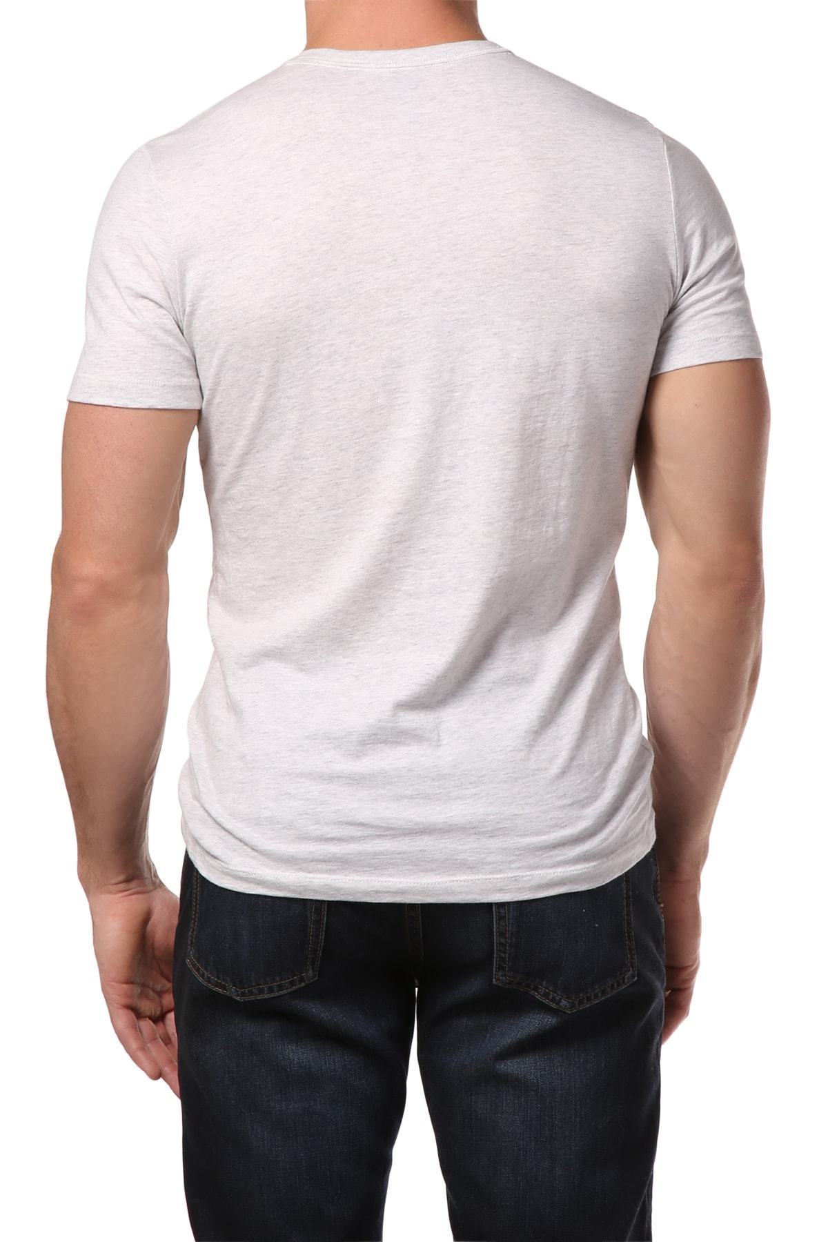 Trend Cream Marle Y-Neck Henley Tee