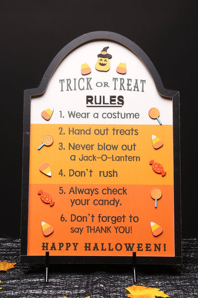 Trick or Treat Rules Wall Sign – Halloween Safety & Fun Guide