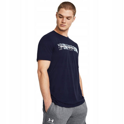 Under Armour Camo Chest Stripe T - Shirt Midnight Navy Blue/White - Athletic Performance Tops at Academy Sports