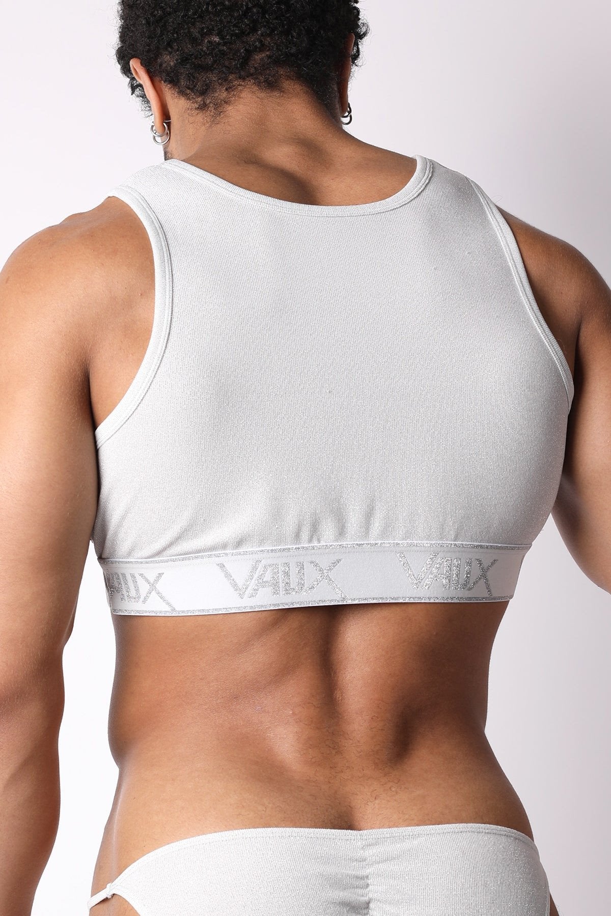 Vaux White Mirage Lurex Crop Top