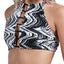 Volcom Black/White Stay Tuned Printed Reversible High Neck Crop Bikini Top
