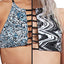 Volcom Black/White Stay Tuned Printed Reversible High Neck Crop Bikini Top