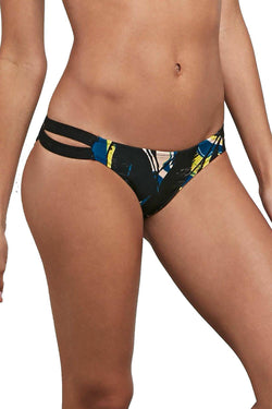 Volcom Lost Marbles Cutout Cheeky Bikini Bottom in Black thumbnail 2