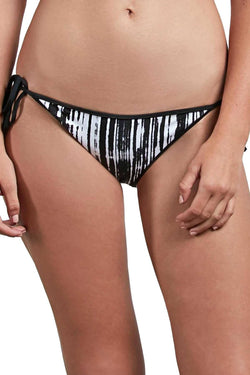 Volcom Stay Tuned Reversible Side Tie Bikini Bottom in Black/White thumbnail 2