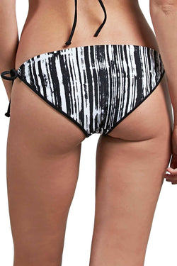 Volcom Stay Tuned Reversible Side Tie Bikini Bottom in Black/White thumbnail 1