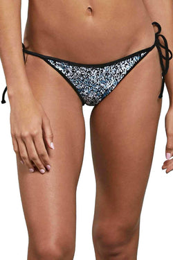Volcom Stay Tuned Reversible Side Tie Bikini Bottom in Black/White thumbnail 4