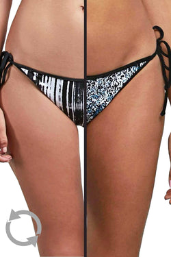 Volcom Stay Tuned Reversible Side Tie Bikini Bottom in Black/White thumbnail 3