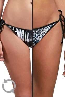 Volcom Stay Tuned Reversible Side Tie Bikini Bottom in Black/White thumbnail 3
