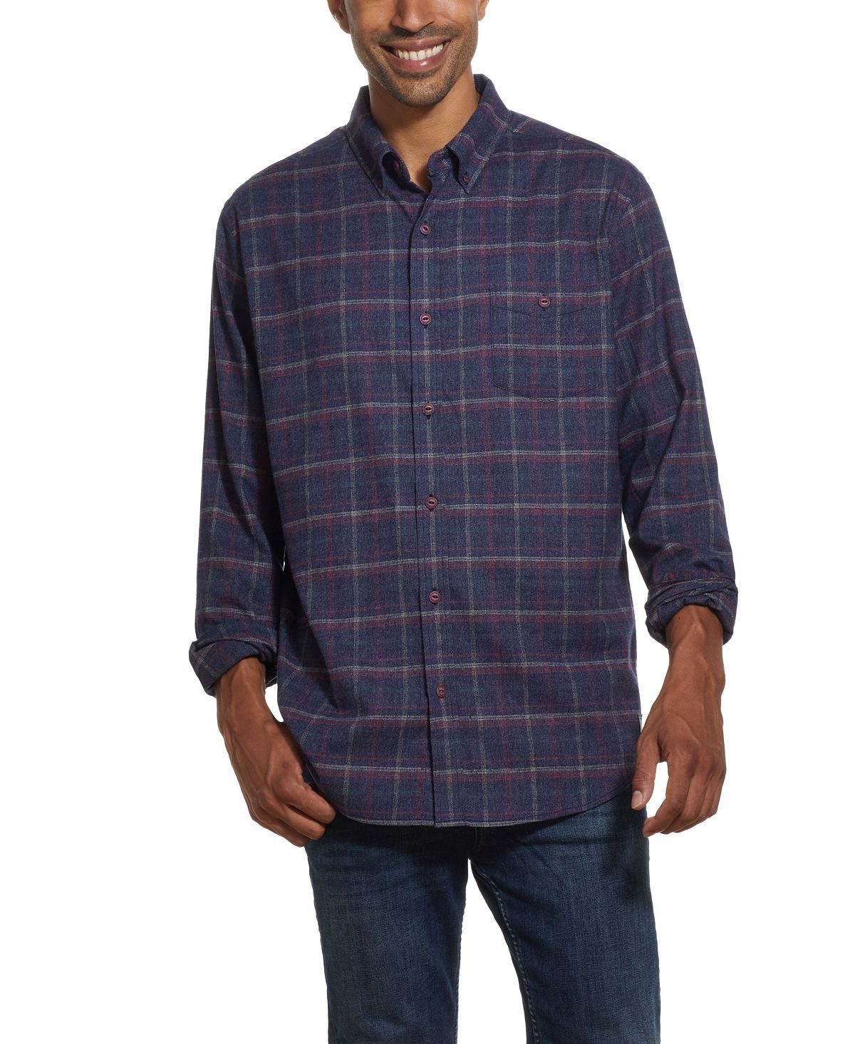 Weatherproof Vintage Antique Plaid Flannel Shirt Beet Red
