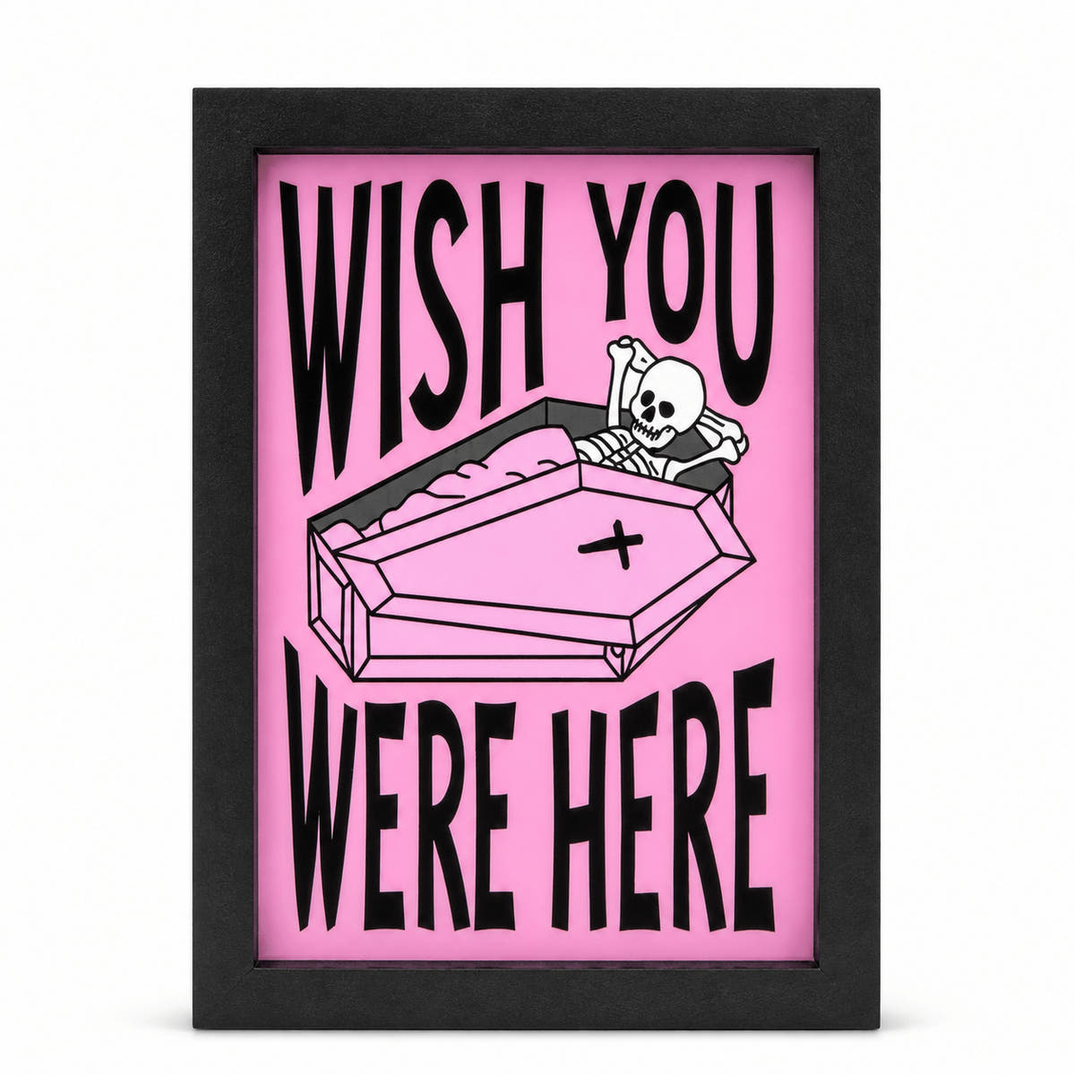 Wish You Were Here Skeleton Coffin Tabletop Décor