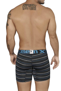 XTREMEN Black/Blue/Grey Thin-Stripe Microfiber Boxer Brief thumbnail 3