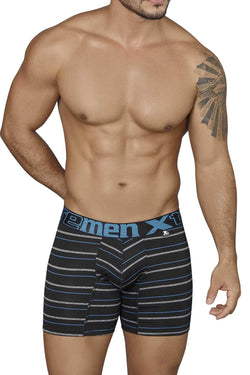 XTREMEN Black/Blue/Grey Thin-Stripe Microfiber Boxer Brief thumbnail 1