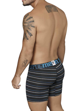 XTREMEN Black/Blue/Grey Thin-Stripe Microfiber Boxer Brief thumbnail 2