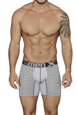 XTREMEN Black/Grey Striped-Panel Cotton Boxer Brief thumbnail 1