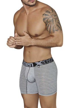 XTREMEN Black/Grey Striped-Panel Cotton Boxer Brief thumbnail 2