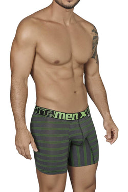 XTREMEN Black/Lime-Green Miniprint/Stripes Boxer Brief thumbnail 2