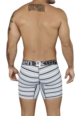 XTREMEN Black/White/Blue Striped Microfiber Boxer Brief thumbnail 3
