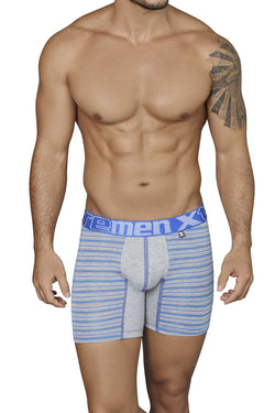 XTREMEN Blue/Grey Striped-Panel Cotton Boxer Brief thumbnail 1
