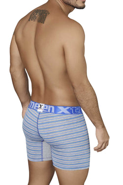 XTREMEN Blue/Grey Striped-Panel Cotton Boxer Brief thumbnail 2