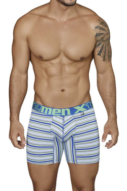 XTREMEN Blue/White/Green Striped Microfiber Boxer Brief thumbnail 1