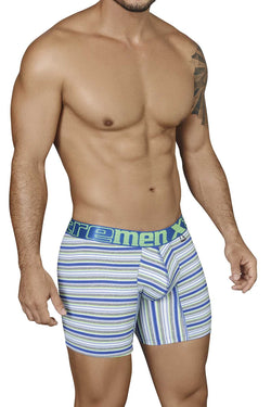 XTREMEN Blue/White/Green Striped Microfiber Boxer Brief thumbnail 2