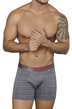 XTREMEN Dark-Grey/Red Thin-Stripe Microfiber Boxer Brief thumbnail 1