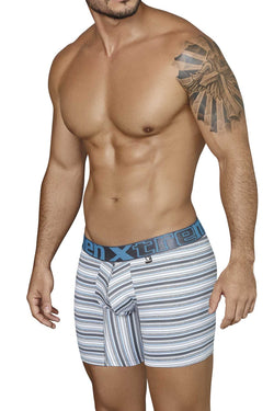 XTREMEN Grey/White/Blue Striped Microfiber Boxer Brief thumbnail 2