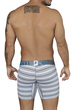 XTREMEN Grey/White/Blue Striped Microfiber Boxer Brief thumbnail 3