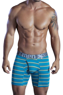 XTREMEN Jade-Green Stripe Open-Fly Microfiber Boxer Brief thumbnail 1