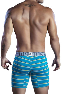 XTREMEN Jade-Green Stripe Open-Fly Microfiber Boxer Brief thumbnail 3
