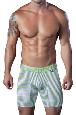 XTREMEN Lime-Green/Grey-Striped Sport-Performance Boxer Brief thumbnail 1
