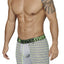 XTREMEN Lime/Grey/Black Striped-Panel Cotton Boxer Brief