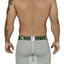 XTREMEN Lime/Grey/Black Striped-Panel Cotton Boxer Brief