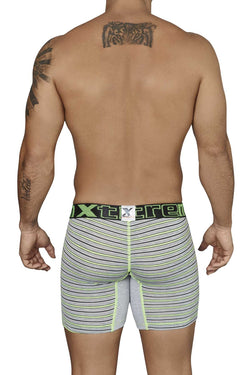 XTREMEN Lime/Grey/Black Striped-Panel Cotton Boxer Brief thumbnail 3