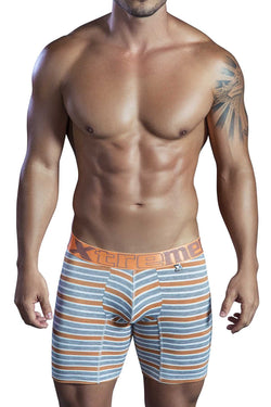 XTREMEN Orange/Heather-Grey Stripe Poly-Cotton Boxer Brief thumbnail 1