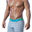 XTREMEN Teal-Blue/Grey-Striped Sport-Performance Boxer Brief
