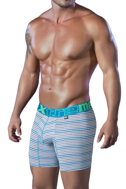 XTREMEN Teal-Blue/Grey-Striped Sport-Performance Boxer Brief thumbnail 2