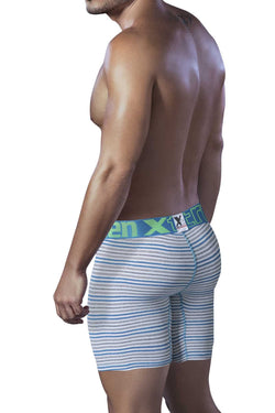 XTREMEN Teal-Blue/Grey-Striped Sport-Performance Boxer Brief thumbnail 3