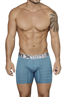 XTREMEN Turquoise/Grey Miniprint/Stripes Boxer Brief thumbnail 1