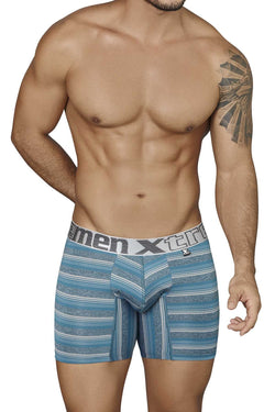 XTREMEN Turquoise/Grey Muti-Stripe Microfiber Boxer Brief thumbnail 1
