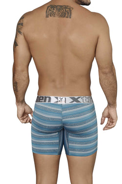 XTREMEN Turquoise/Grey Muti-Stripe Microfiber Boxer Brief thumbnail 3