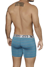 XTREMEN Turquoise/Grey Thin-Stripe Microfiber Boxer Brief