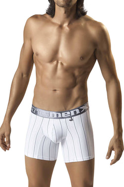 XTREMEN White/Grey-Pinstripe Microfiber Boxer Brief thumbnail 1