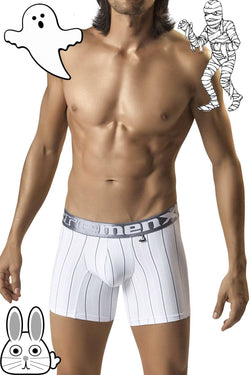 XTREMEN White/Grey-Pinstripe Microfiber Boxer Brief thumbnail 2